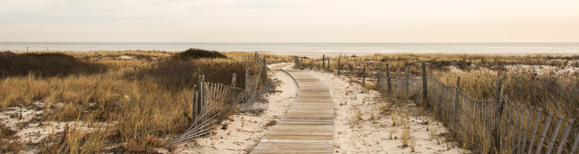 Beach boardwalk taken on Long Beach Island, New Jersey.